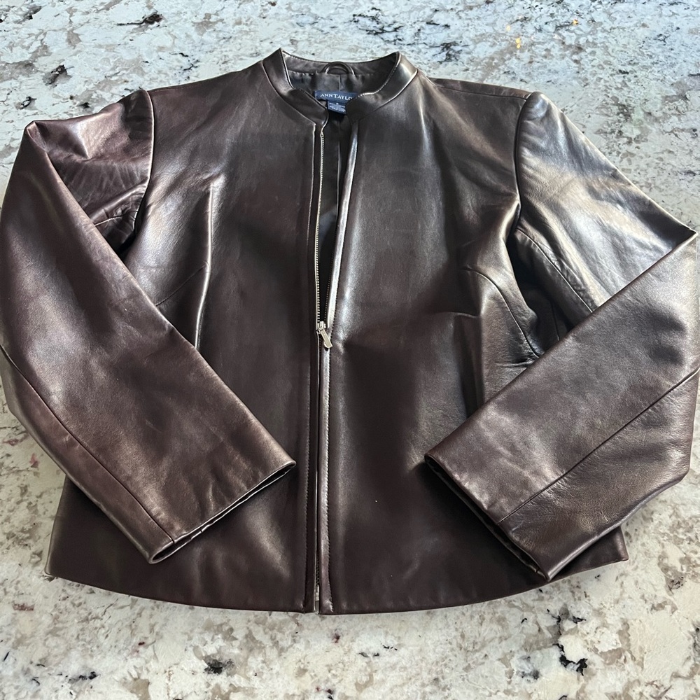 Ann Taylor brown leather jacket
